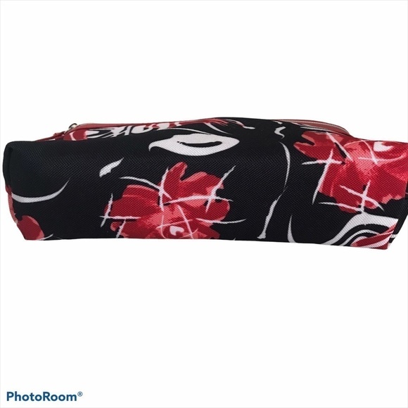 NWOT - LANCOME - Women's Make Up Mini Bag Red/Black/White Floral Zip Up - Picture 3 of 12